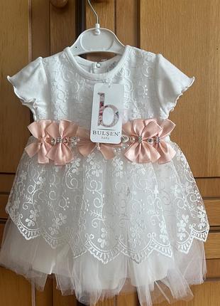 🌸гарненька сукня для дівчаток bulşeh baby біла, рожева, 80-12м 🛍️🫶+(торг)
