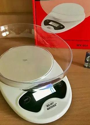 Кухонные электронные весы с чашей matarix mx-404 (до 7 кг) | точные весы для кухни и выпечки
