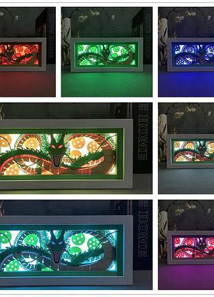 Многослойный ночник лампа аниме dragon ball светильник шенрон shenron драконий жемчуг rgb (zdd- 260)