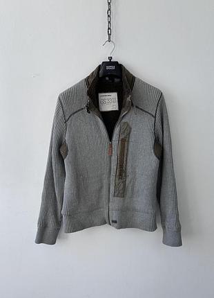 Куртка кофта g-star raw walton vest knit l/s zip sweater m grey sherpa fleece y2k tactical