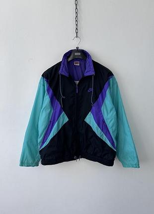 Вінтажна куртка спортивна vintage 90s nike windbreaker track jacket men size m purple teal color block zip