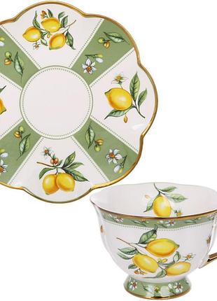 Чайный сервиз "lemon garden" 220мл фарфоровой на 6 персон