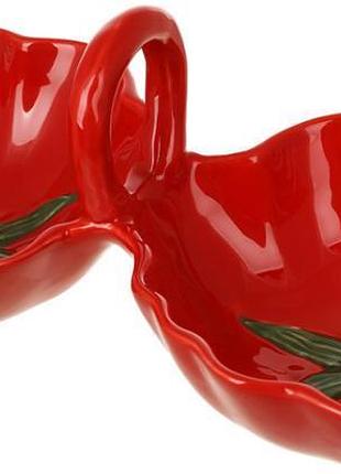 Менажниця керамічна tomato 25x12x9.4см із ручкою, червона