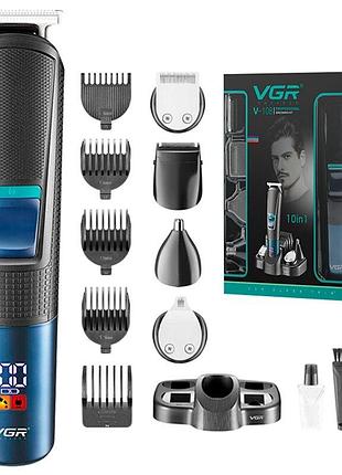 Машинка для стрижки волос vgr v-108 — набор 10 в 1