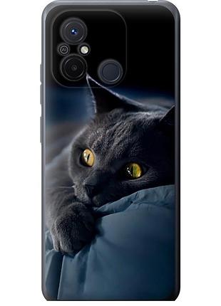 Чехол силиконовый на телефон xiaomi redmi 12c дымчатый кот "825u-2962-58250"