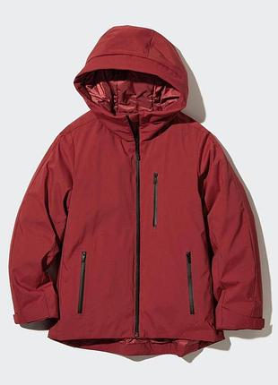 Пуховик жіночий uniqlo з капюшоном червон