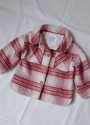 Сорочка для дівчаток fred & flo в клітинку, рожева, 6-9 місяців