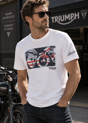 Чоловіча біла футболка triumph motorcycles (steve mcqueen edition), l