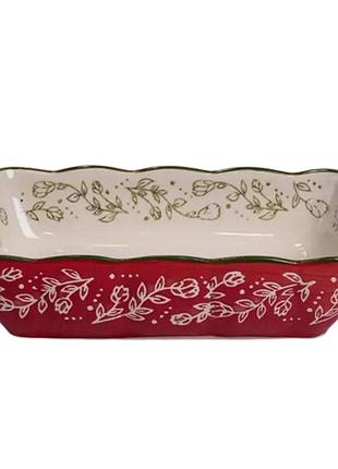Форма для выпечки vintage 700 мл прямоугольная с ручками красная hm05-09
