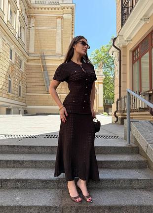 Шоколадна сукня міді 🔥 ажурна жіночна сукня 💓
