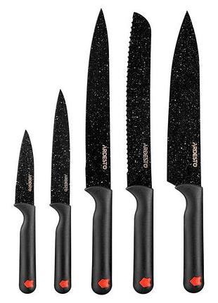Набор ножей ardesto black mars 5пр., черный, нержавеющая сталь, пластик