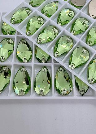 Пришивные капли стекло lux, цвет peridot, 11x18мм, 1шт