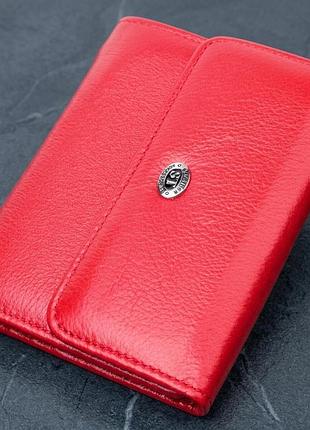 Яркий женский кошелек с монетницей из натуральной кожи st leather 19482 красный