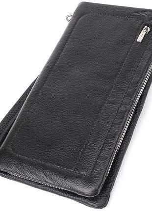 Женский кожаный кошелек-клатч с отделением под телефон st leather 23101 черный
