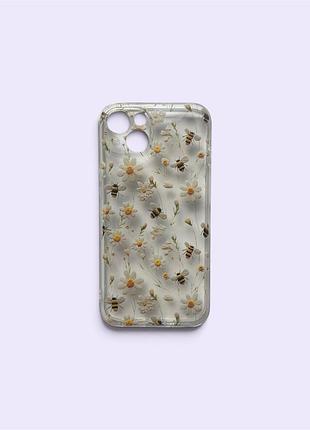 Чохол для iphone 13 з принтом ромашок та бджіл