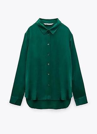 Блузка сатин l zara изумруд