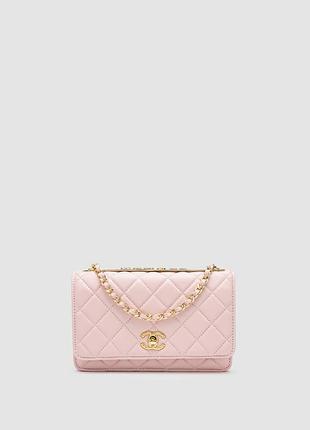 💎 chanel calfskin quilted perfect fit wallet on chain pink/gold