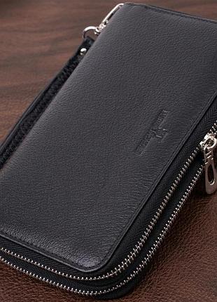 Чоловічий клатч на два відділення з натуральної шкіри st leather 22531 чорний