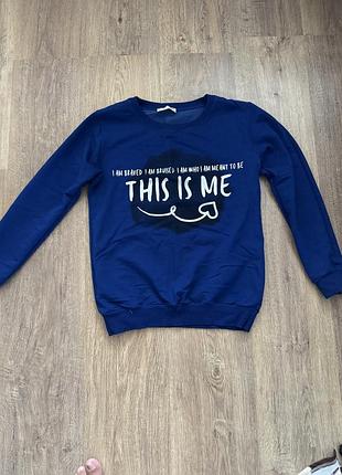 Світшот жіночий синій з написом this is me