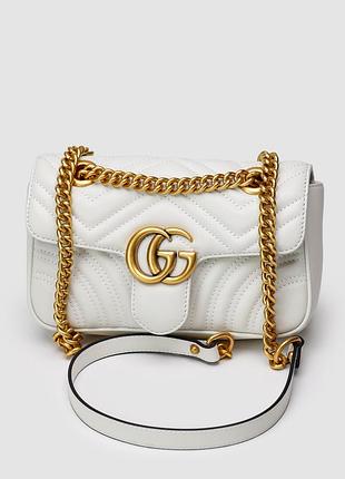💎 gucci marmont mini shoulder bag, gold hardware (молочна)