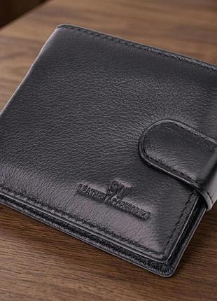 Бумажник для мужчин удобного размера из натуральной кожи st leather 22463 черный