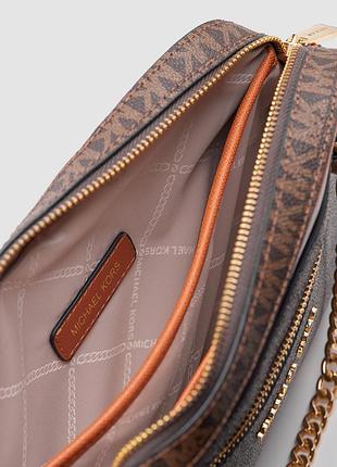 💎 michael kors jet set large logo crossbody bag brown 3