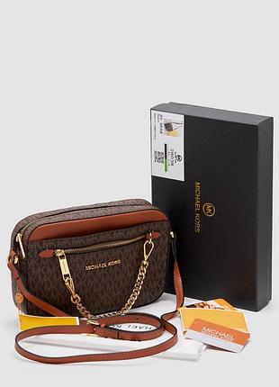 💎 michael kors jet set large logo crossbody bag brown 4