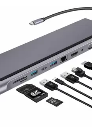 Многофункциональный адаптер multifunction adapter usb c-hdtv док-станция многопортовая 12 в 1
