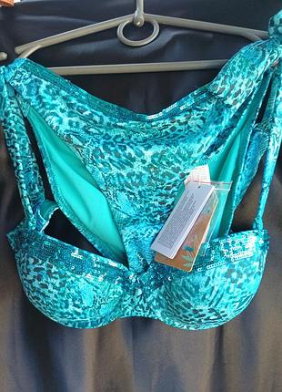 Купальник жіночий calzedonia роздільний бірюзовий з леопардовим принтом