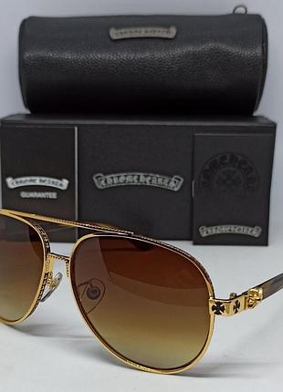 Chrome hearts painal окуляри краплі чоловічі сонцезахисні модні брендові коричневий градієнт в золотому металі в брендовому пакуванні