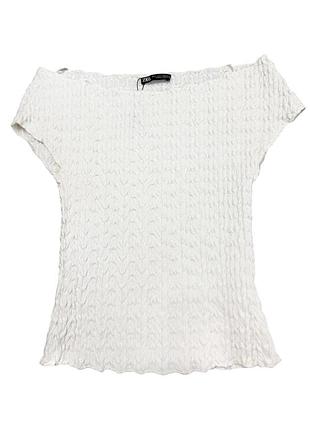 Белый женский топ из фактурного трикотажа zara