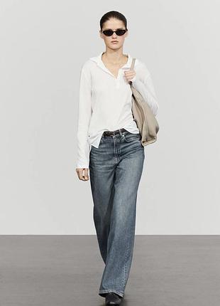 Новий лонгслів massimo dutti бавовняний білий розмір с