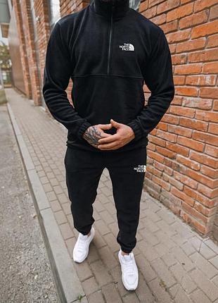 Спортивный костюм мужской the north face черный утепленный осень зима полар флис | свитшот теплый и брюки зе норт фейс демисезон на флисе s - 3xl
