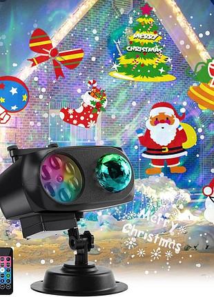 Новорічний лазерний проєктор pattern and water wave light se508 святковий led проєктор з 14 слайдами rgbw підсвіткою