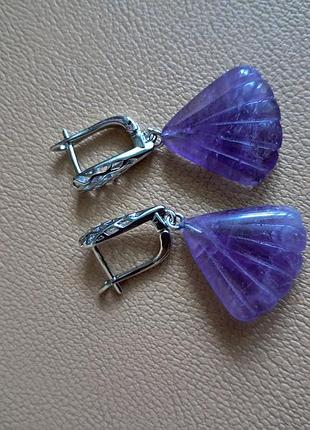 Серьги, аметист, натуральный камень 5