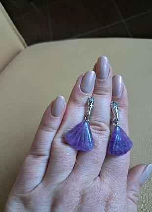 Серьги, аметист, натуральный камень 4