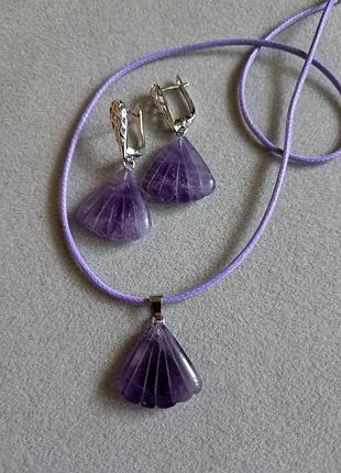 Серьги, аметист, натуральный камень 6