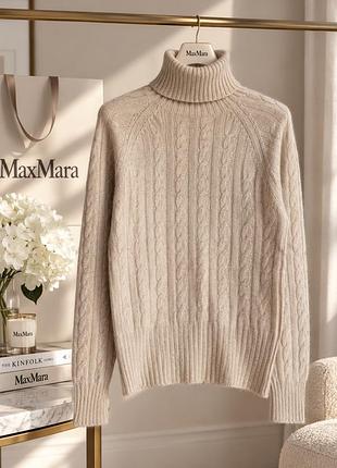 Шикарный свитер гольф косами кашемир max mara