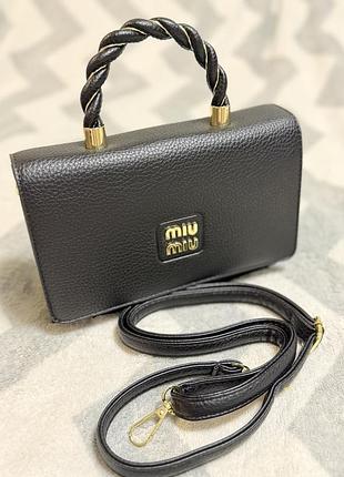 Сумка жіноча miu miu чорна з натуральної шкіри
