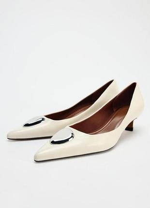 Туфлі жіночі zara бежеві, розмір 41-42, шкіра