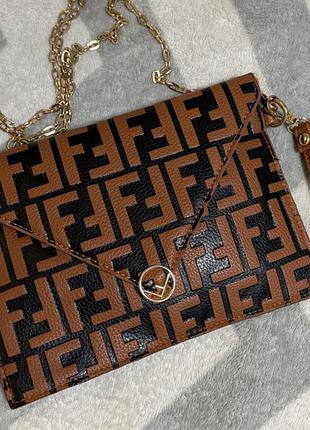 Клатч жіночий fendi з монограмою, коричневий
