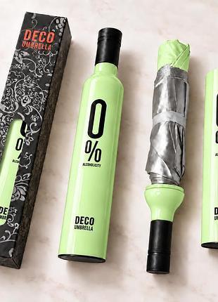 Парасолька-пляшка deco umbrella складаний напівавтомат 8 спиць, у футлярі зелений