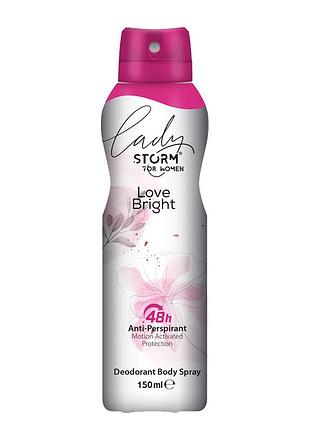Женский дезодорант-антиперспирант для тела lady storm love bright 150 мл