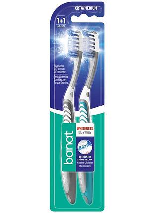 Набір зубних щіток середньої жорсткості banat "ультравідбілювання", 2 шт