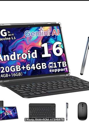 Планшет qddq android 16 10 дюймів 20 гб ram 64 гб rom