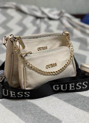 Сумка для жінок guess, молочна,зі штучної шкіри