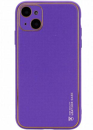 Кожаный чехол xshield для apple iphone 14 plus (6.7") фиолетовый / ultra violet