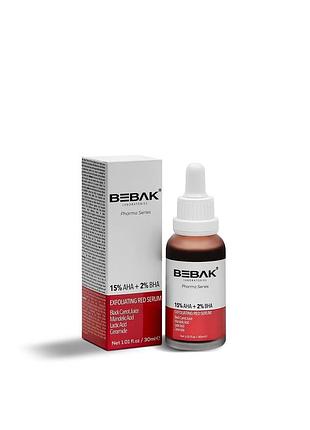 Отшелушивающая красная сыворотка для лица с aha-bha-pha кислотами bebak bebak pharma, 30 мл