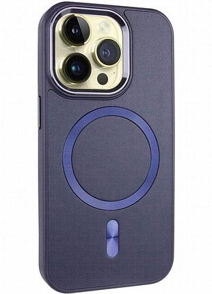 Кожаный чехол snapcase with magnetic fit для apple iphone 14 pro max (6.7") dark blue