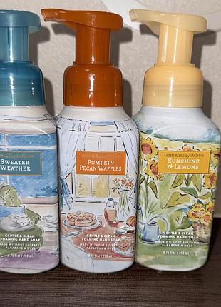 Мило-пінка bath & body works sweater weather, pumpkin pecan waffles, sunshine & lemons